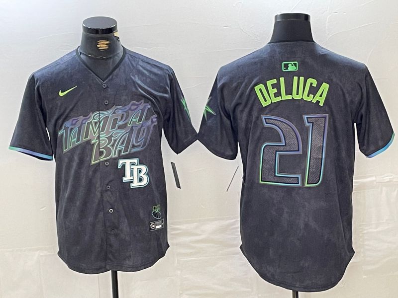Men Tampa Bay Rays #21 Deluca Black City Edition Nike 2024 MLB Jersey style 7->san francisco 49ers->NFL Jersey